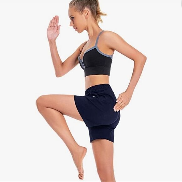 Spowind Navy Blue Women's Cotton Elastic Shorts With Pockets NWT Size S - Picture 4 of 9